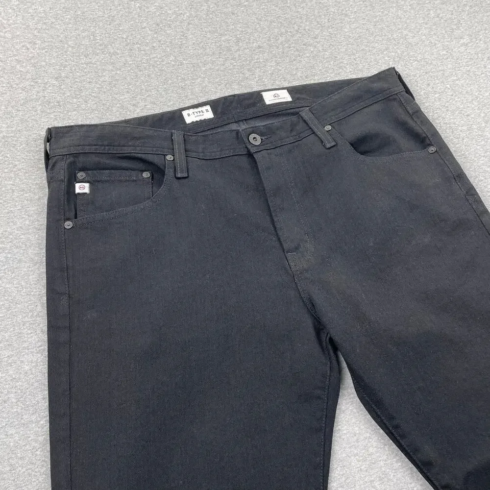 AG Adriano Goldschmied Jeans Mens 37x29 Deep Black Straight B-Type II Denim